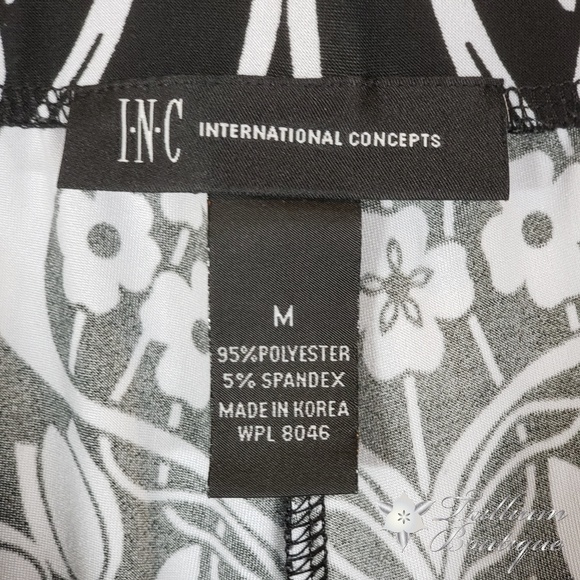 INC Floral Black & White Wide Leg Pants - Medium - Picture 3 of 3